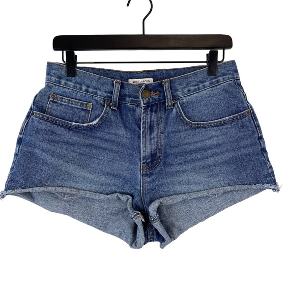 Billabong (27) High Rise Cut Off Denim Shorts Blue - Picture 1 of 9